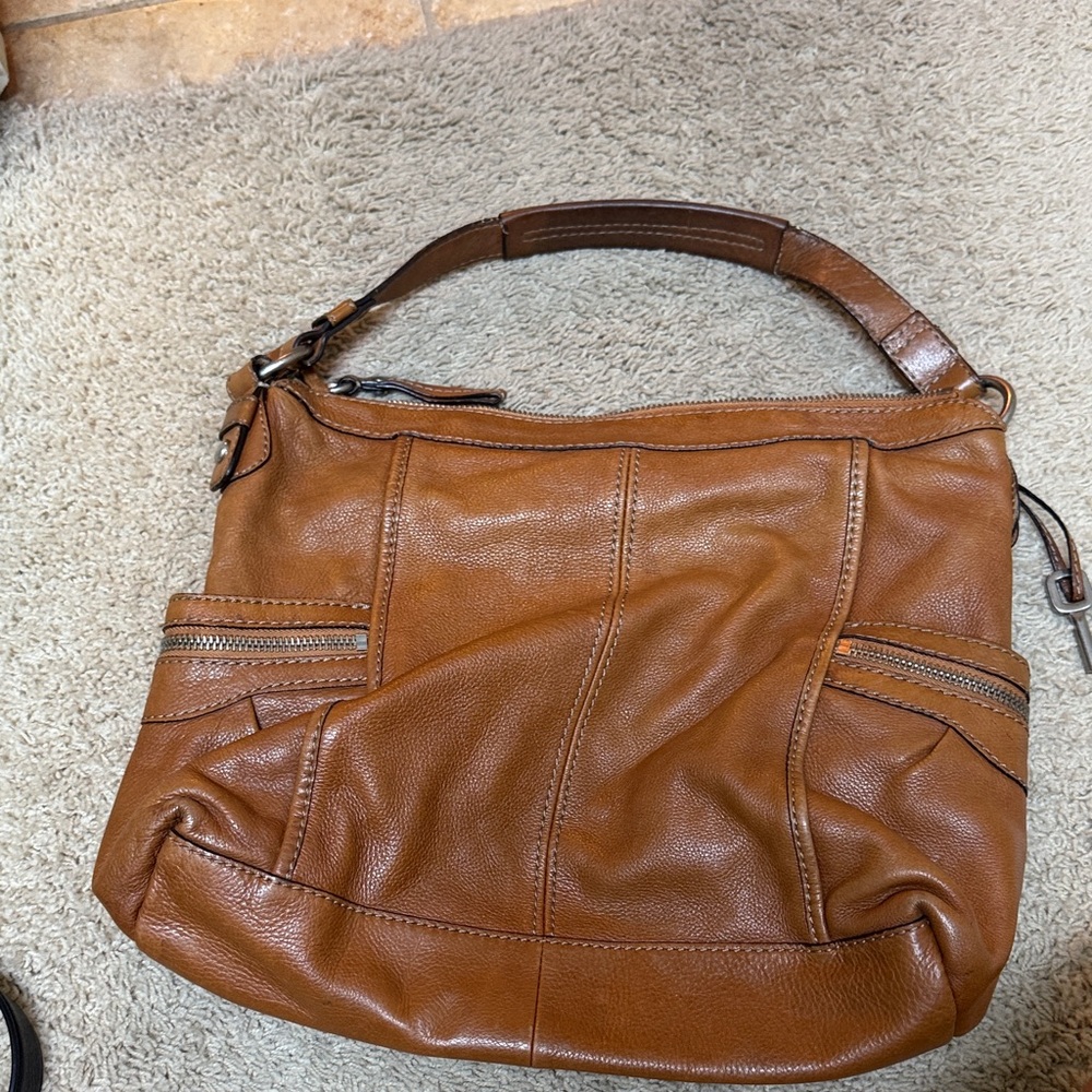 Fossil Tan Leather Shoulder Bag